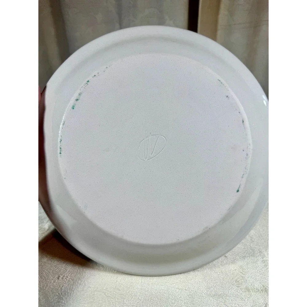 Vintage Hand Painted Stoneware Iris Floral Pattern Art Pottery Plate Signed Ward